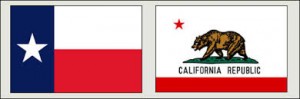 Texas Flag + California Flag