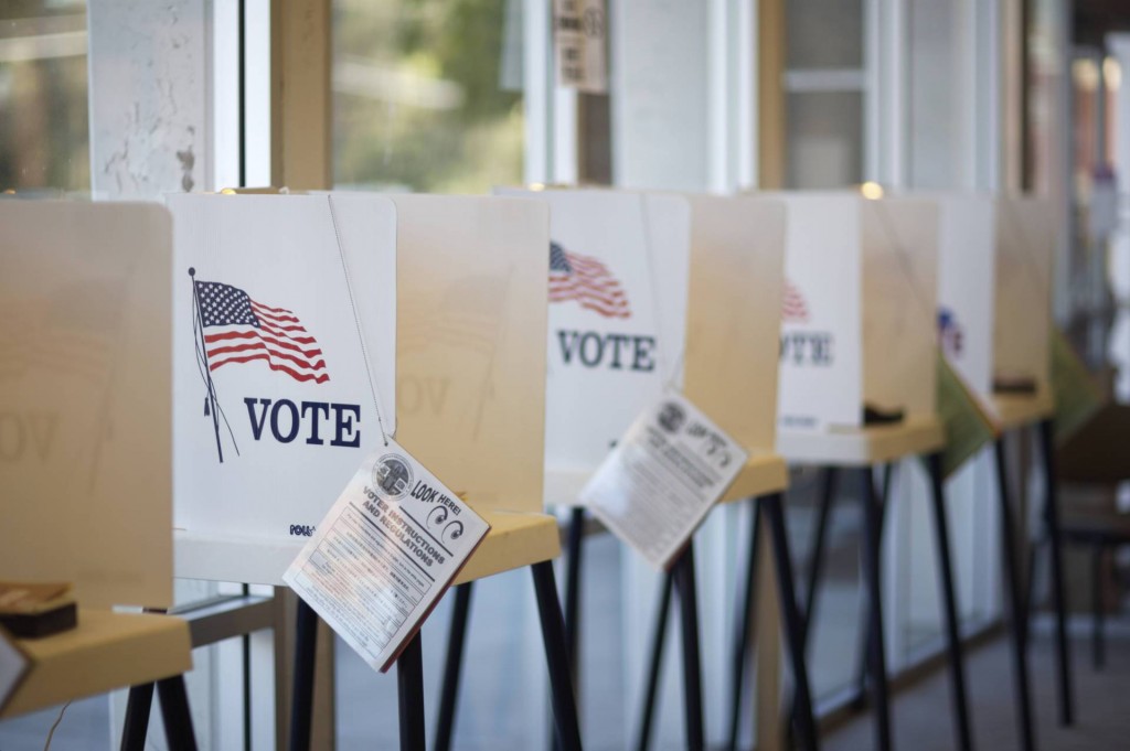 Voting booths at Hermosa Beach City Hall during California Primary