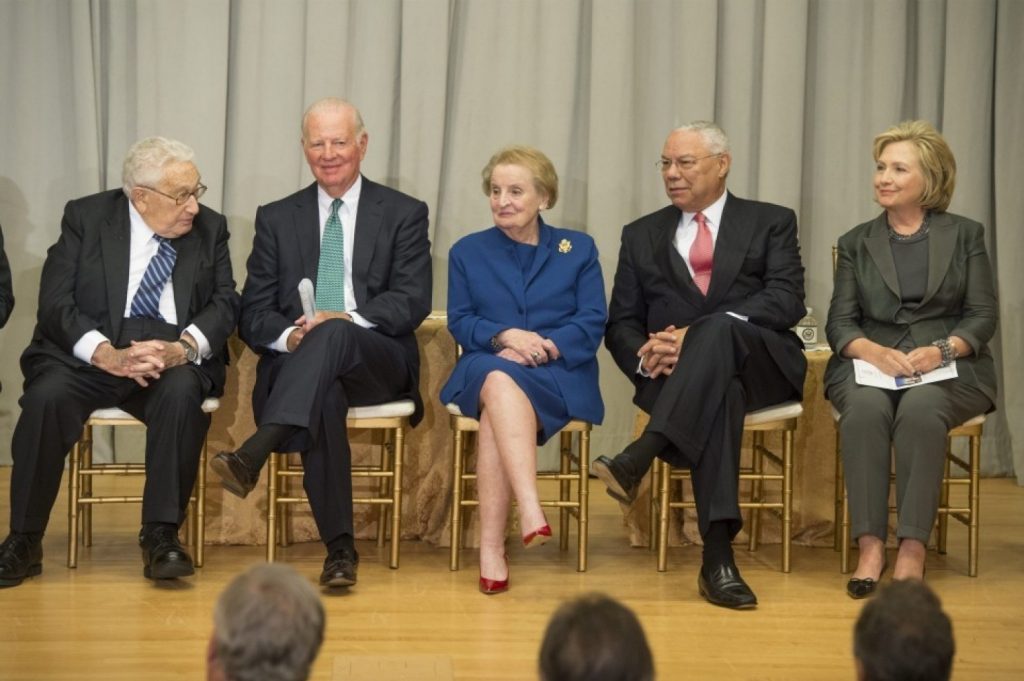 Kissinger+Baker+Albright+Powell+Clinton