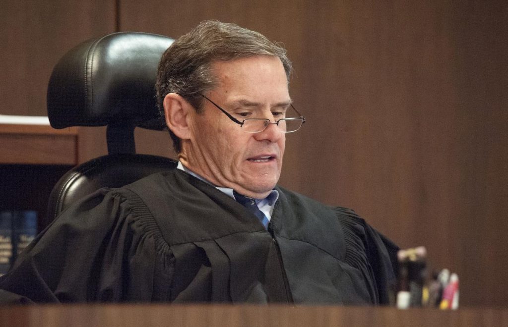 Judge Thomas M. Goethals speaks and agrees to continue Steven Bruno's sentencing on Thursday to January 23 in Santa Ana. Bruno was found guilty for the murder of his father to Ernest Bruno by an Orange County Superior Court jury. ////ADDITIONAL INFO: - 05.IRVfathermurdersentence.1218.ks - Day: Thursday - Date: 12/18/14 - Time: 9:34:45 AM - Original file name: _KSB3279.NEF - KEN STEINHARDT, ORANGE COUNTY REGISTER -- Bruno’s attorney Leonard Matsuk - Deputy District Attorney Cynthia Herrera